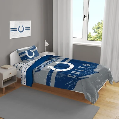 Indianapolis Colts Slanted Stripe 4-Piece Twin Bed Set