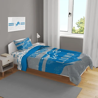 Detroit Lions Slanted Stripe 4-Piece Twin Bed Set