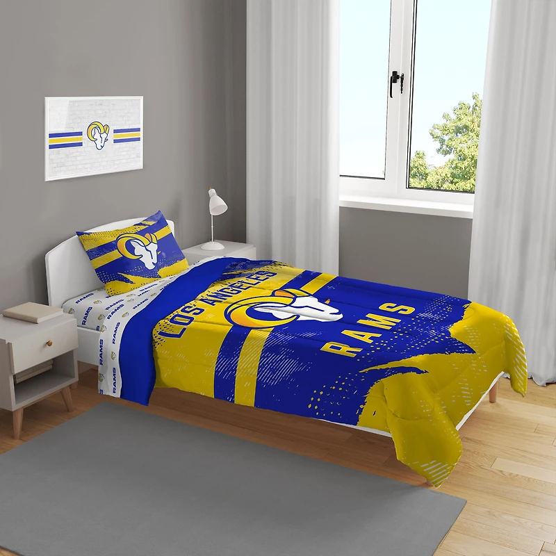 Los Angeles Rams Slanted Stripe 4-Piece Twin Bed Set