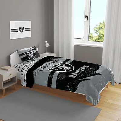 Las Vegas Raiders Slanted Stripe 4-Piece Twin Bed Set