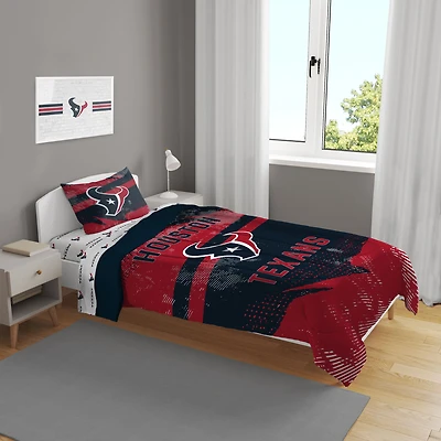 Houston Texans Slanted Stripe 4-Piece Twin Bed Set