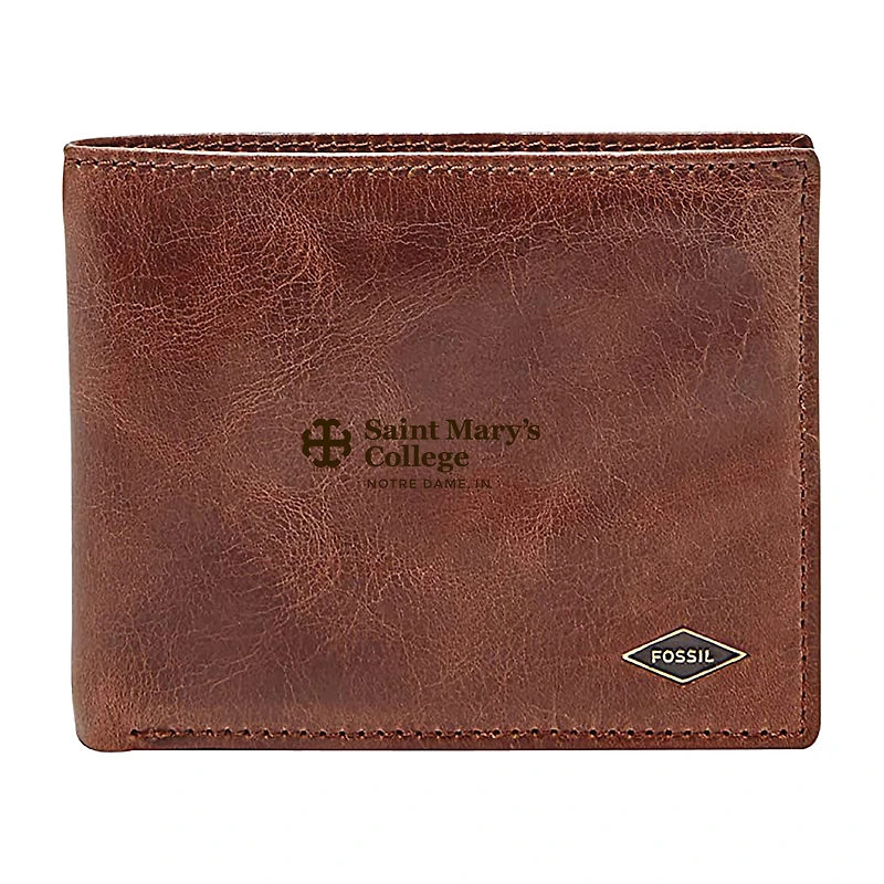 Men's Fossil Brown Saint Mary's Belles Leather Ryan RFID Flip ID Bifold Wallet