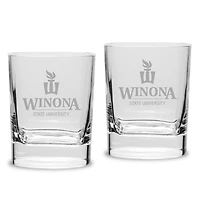 Winona State Warriors 11.75oz. Square Double Old Fashioned Glass Set