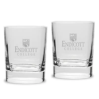 Endicott College 11.75oz. Square Double Old Fashioned Glass Set