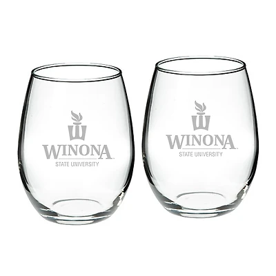 Winona State Warriors 21oz. 2-Piece Stemless Wine Glass Set