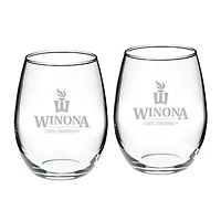 Winona State Warriors 21oz. 2-Piece Stemless Wine Glass Set
