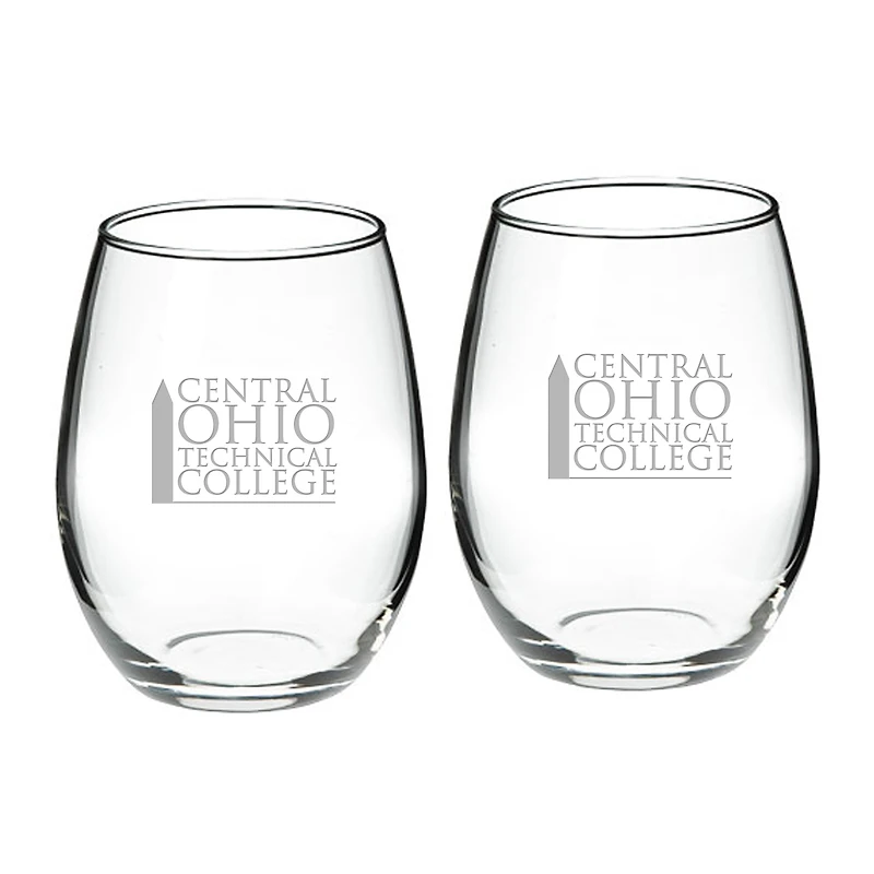 Central Ohio Technical College 21oz. 2-Piece Stemless Wine Glass Set