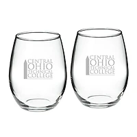 Central Ohio Technical College 21oz. 2-Piece Stemless Wine Glass Set
