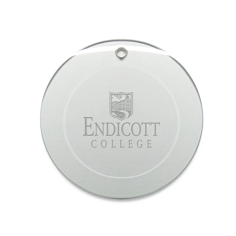 Endicott College 3'' Round Glass Ornament