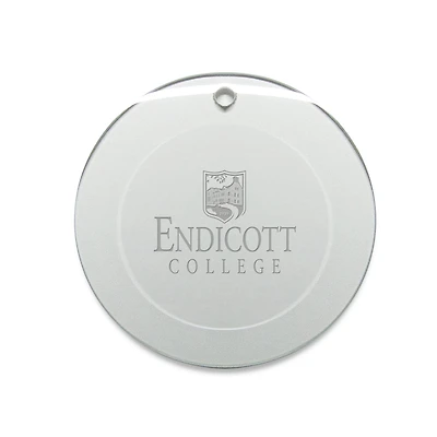 Endicott College 3'' Round Glass Ornament