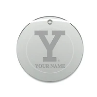 Yale Bulldogs Personalized 3'' Round Glass Ornament