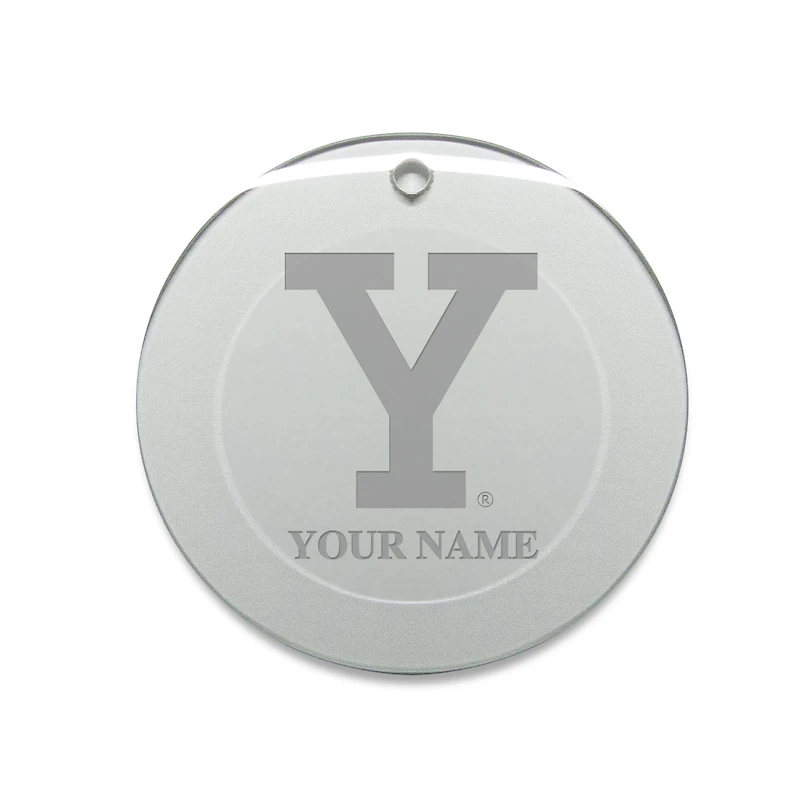 Yale Bulldogs Personalized 3'' Round Glass Ornament