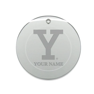 Yale Bulldogs Personalized 3'' Round Glass Ornament