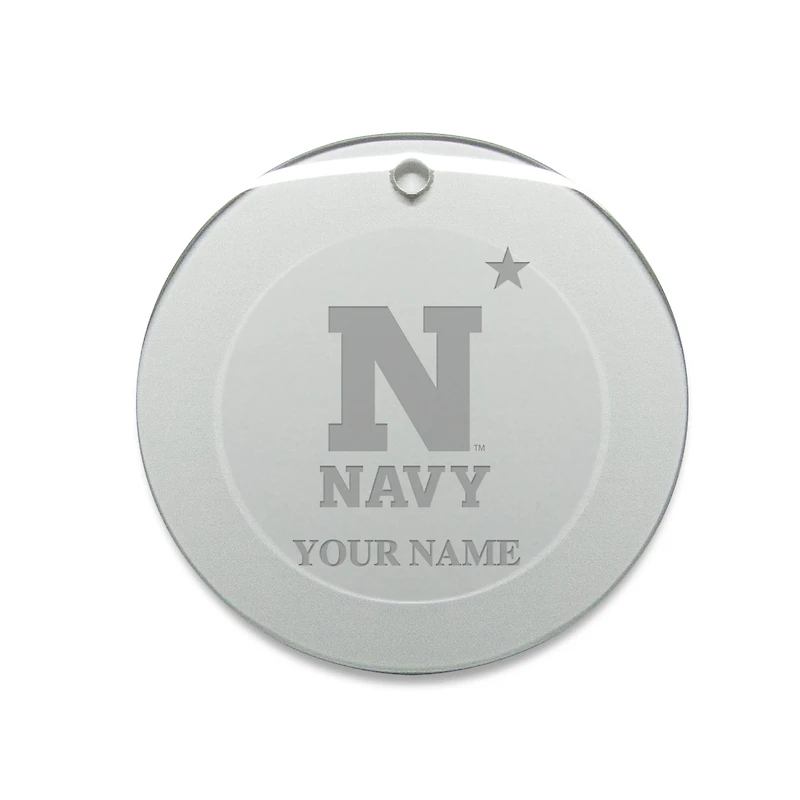Navy Midshipmen Personalized 3'' Round Glass Ornament