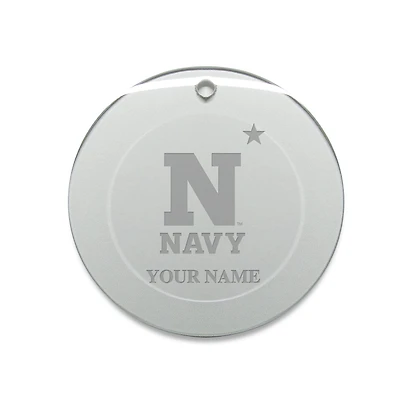Navy Midshipmen Personalized 3'' Round Glass Ornament