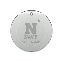 Navy Midshipmen Personalized 3'' Round Glass Ornament