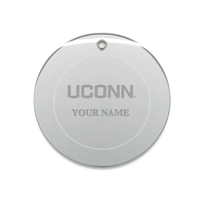 UConn Huskies Personalized 3'' Round Glass Ornament