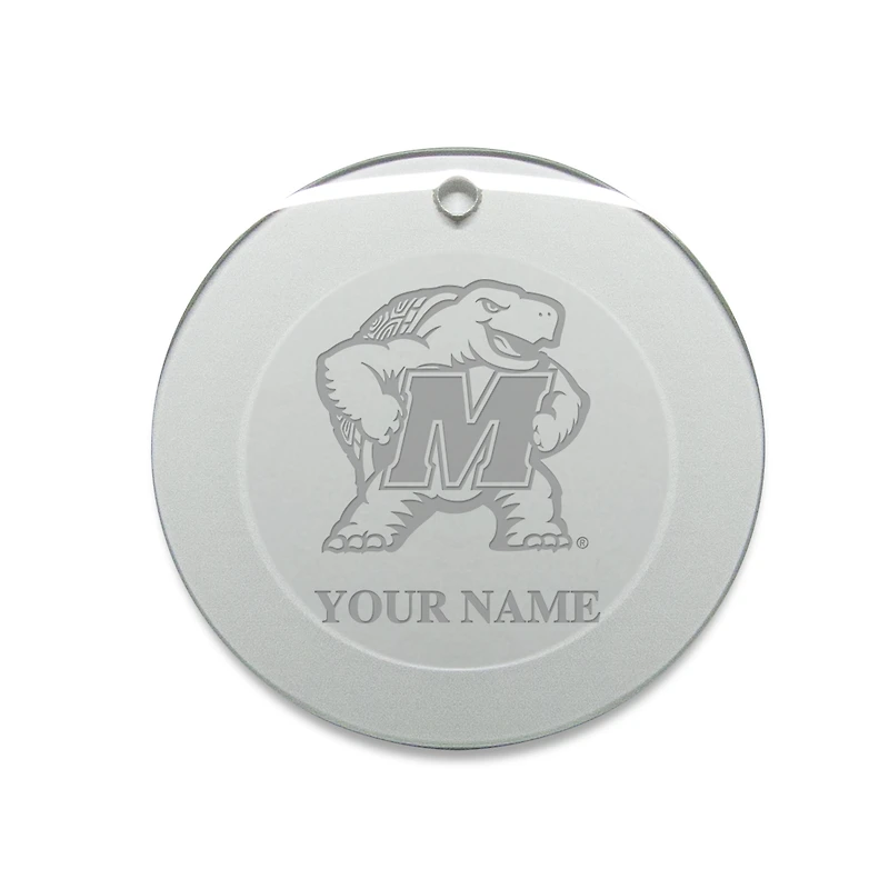 Maryland Terrapins Personalized 3'' Round Glass Ornament