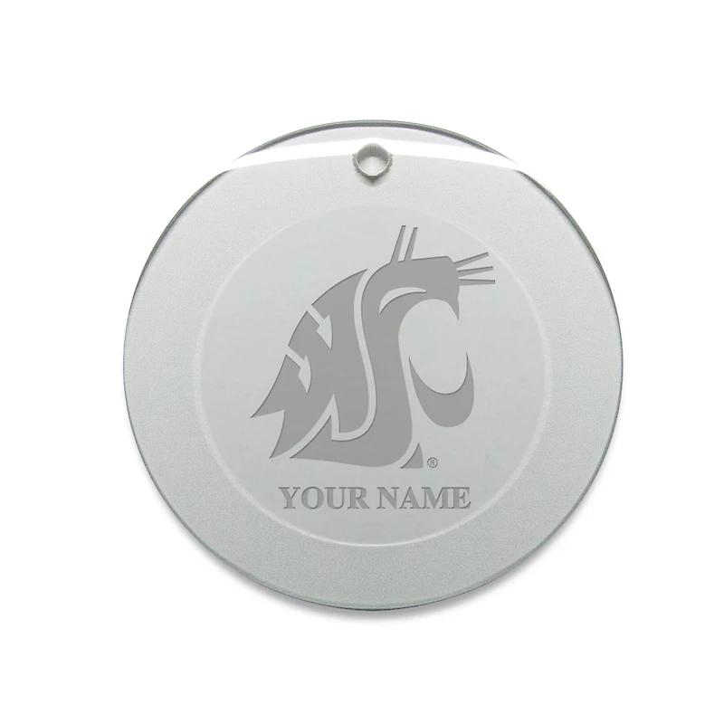 Washington State Cougars Personalized 3'' Round Glass Ornament