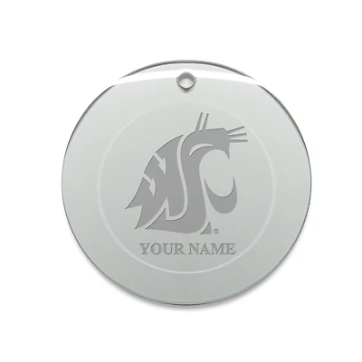 Washington State Cougars Personalized 3'' Round Glass Ornament