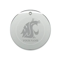 Washington State Cougars Personalized 3'' Round Glass Ornament