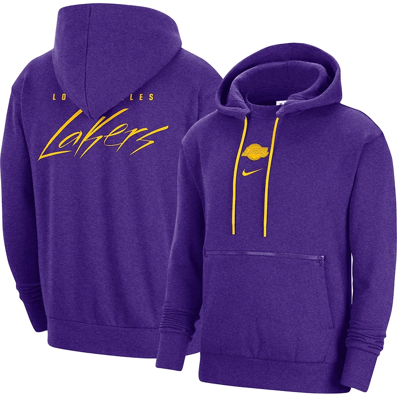 Men's Nike Heather Purple Los Angeles Lakers Courtside Versus Flight Pullover Hoodie
