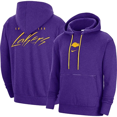 Men's Nike Heather Purple Los Angeles Lakers Courtside Versus Flight Pullover Hoodie