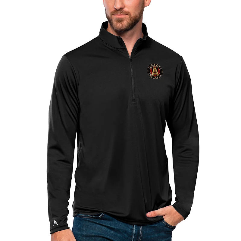 Men's Antigua Black Atlanta United FC Tribute Quarter-Zip Pullover Top