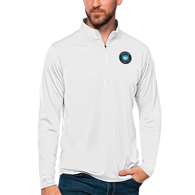 Men's Antigua White Charlotte FC Tribute Quarter-Zip Pullover Top