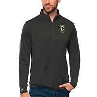 Men's Antigua Charcoal Columbus Crew Tribute Quarter-Zip Pullover Top