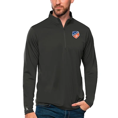 Men's Antigua Charcoal FC Cincinnati Tribute Quarter-Zip Pullover Top