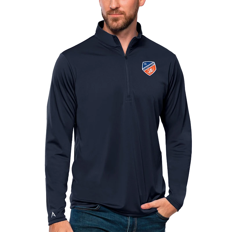 Men's Antigua Navy FC Cincinnati Tribute Quarter-Zip Pullover Top