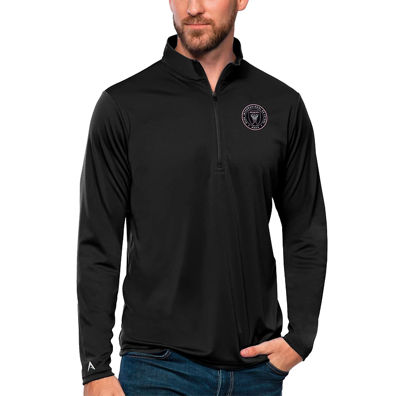 Men's Antigua Black Inter Miami CF Tribute Quarter-Zip Pullover Top