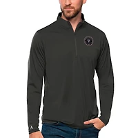 Men's Antigua Charcoal Inter Miami CF Tribute Quarter-Zip Pullover Top