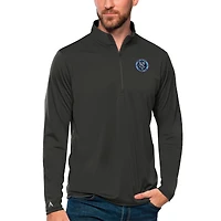 Men's Antigua Charcoal New York City FC Tribute Quarter-Zip Pullover Top