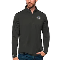 Men's Antigua Charcoal Philadelphia Union Tribute Quarter-Zip Pullover Top