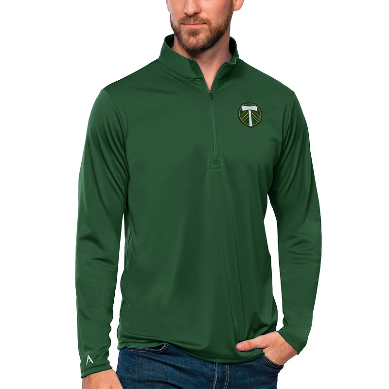 Men's Antigua Forest Green Portland Timbers Tribute Quarter-Zip Pullover Top