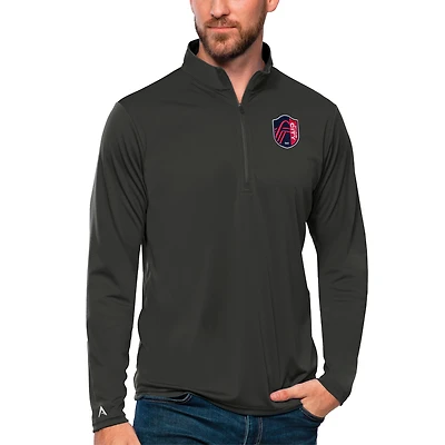 Men's Antigua Charcoal St. Louis City SC Tribute Quarter-Zip Pullover Top