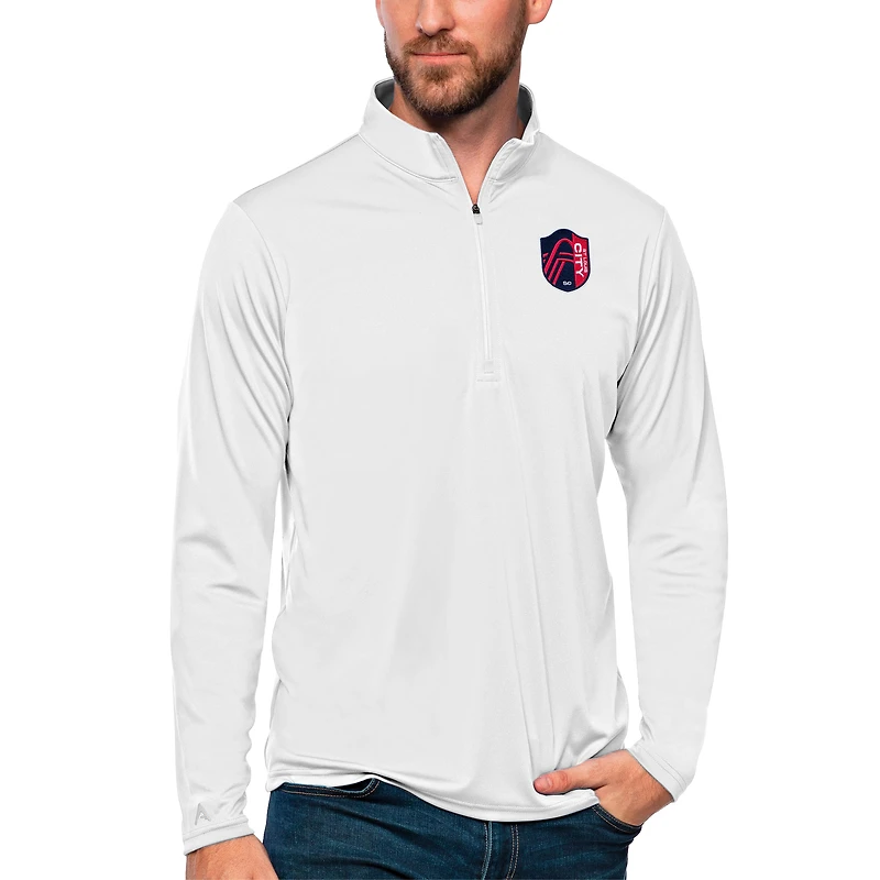 Men's Antigua White St. Louis City SC Tribute Quarter-Zip Pullover Top