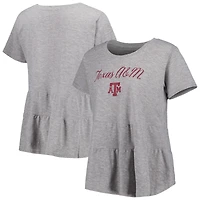 Women's Gray Texas A&M Aggies Willow Ruffle-Bottom T-Shirt