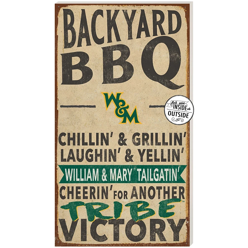 Brown William & Mary Tribe 11'' x 20'' Indoor/Outdoor BBQ Sign
