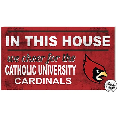 Red Catholic University Cardinals 11'' x 20'' Indoor/Outdoor In This House Sign