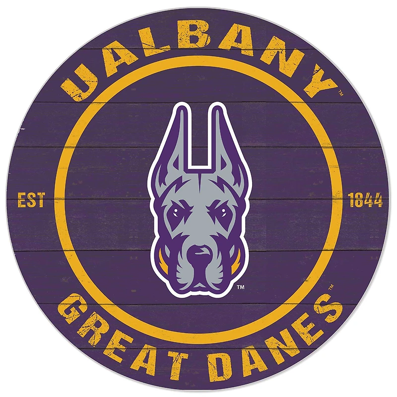 Purple UAlbany Great Danes 20'' x 20'' Indoor/Outdoor Circle Sign