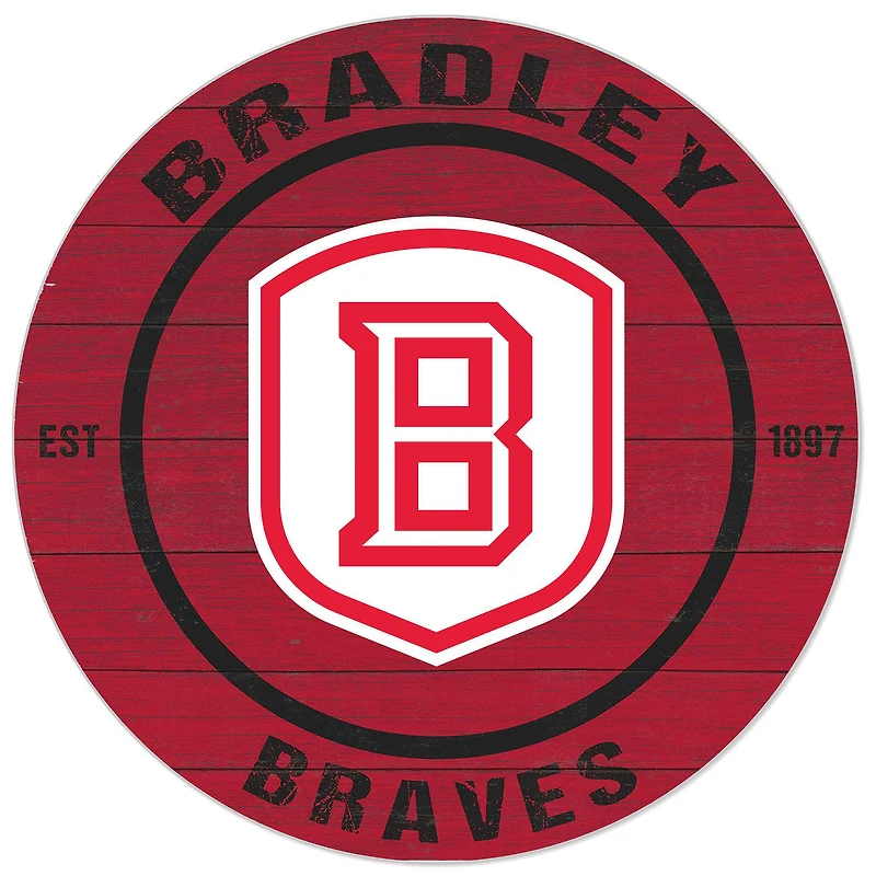Red Bradley Braves 20'' x 20'' Indoor/Outdoor Circle Sign
