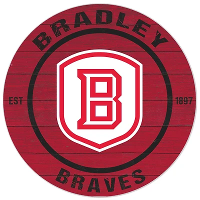 Red Bradley Braves 20'' x 20'' Indoor/Outdoor Circle Sign