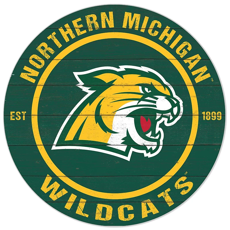 Green Northern Michigan Wildcats 20'' x 20'' Indoor/Outdoor Circle Sign