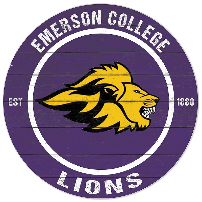 Purple Emerson College Lions 20'' x 20'' Indoor/Outdoor Circle Sign