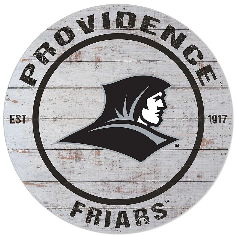 White Providence Friars 20'' x 20'' Indoor/Outdoor Weathered Circle Sign