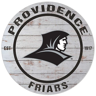 White Providence Friars 20'' x 20'' Indoor/Outdoor Weathered Circle Sign