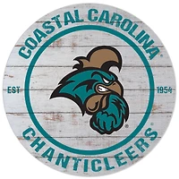 White Coastal Carolina Chanticleers 20'' x 20'' Indoor/Outdoor Weathered Circle Sign